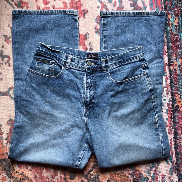 90s Vintage NY and Company Bootleg Flare 100% Cotton Jeans size 14 - Picture 8 of 8